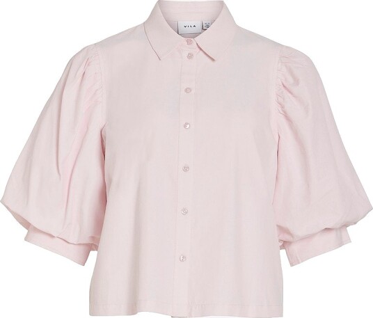 Vila Bluse Virealu 2/4 Collar Shirt Rosa
