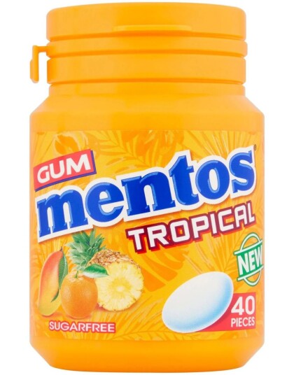 Mentos Gum Tropical Sugarfree   Sukkerfri Tyggegummi med Tropisk Smak 56 gram