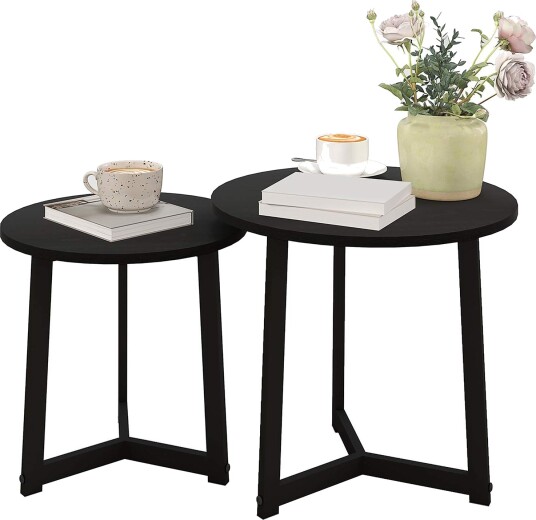 Sett med 2 salongbord runde sidebord salongbord med stålramme sofabord i moderne design til stue bæreevne opptil 35 kg sva