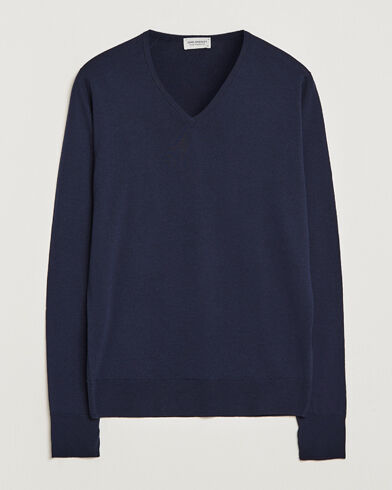 John Smedley Bobby Extra Fine Merino V-Neck Pullover Midnight
