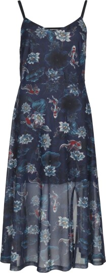 Jawbreaker Rockabilly Middellang kjole Flower Print Cami Mesh Midi Kjole XS til XXL Damer blå
