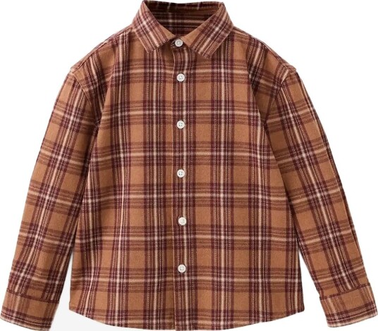 Mango 100% Cotton Checked Shirt - RUST - COPPER - 9-12M