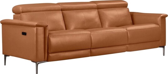 Reclinersofa uten hjørne Loft24 3 seters sofa Lund cognac Chocolate Brown,Grå