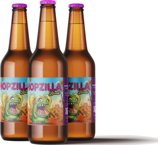 Ølbrygging As Hopzilla Blonde Etikett 60 stk Passer til boks og flaske 110 x 80 mm