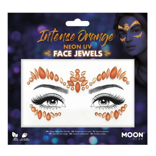 Smiffys Face Jewels UV Neon Oransje Smiffys Face Jewels UV Neon Oransje