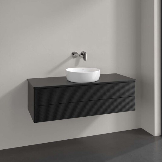 Villeroy & Boch Antao Servantskap med 2 skuffer 120x50x36 cm u/lys Sort Matt Villeroy & Boch Antao Servantskap med 2 skuffer 120x50x36 cm u/lys Sort Matt