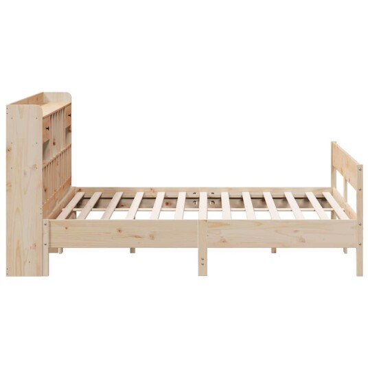 Seng med bokhylle uten madrass 180x200 cm heltre furu 8721158618047