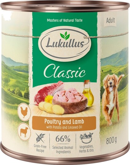 Lukullus Våtfôr Naturkost & Kylling Lam 24 X 800 G
