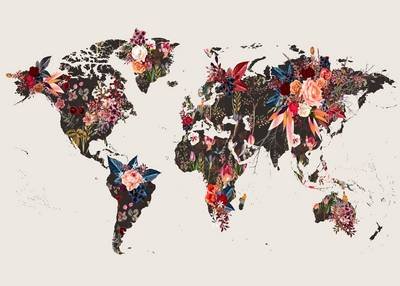 Malerifabrikken Poster Worldmap flowers 1682656-01-48 Malerifabrikken Poster Worldmap flowers 1682656-01-48