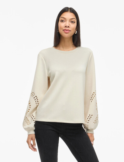 Vila Visandy L/S Detail Sweat Top Noos Cream M Vila Visandy L/S Detail Sweat Top Noos Cream M
