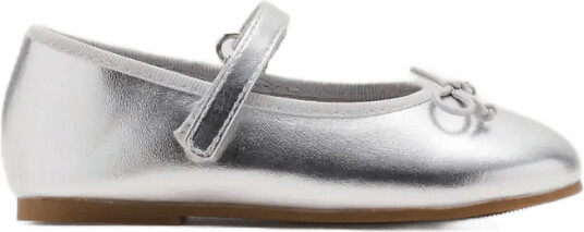 Mango Metallic Ballet Flats With Bow Silver 31