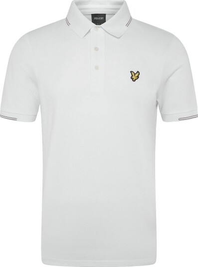 Lyle & Scott Fine Tipped Polo Shirt WHITE/ BOURBON BROWN L