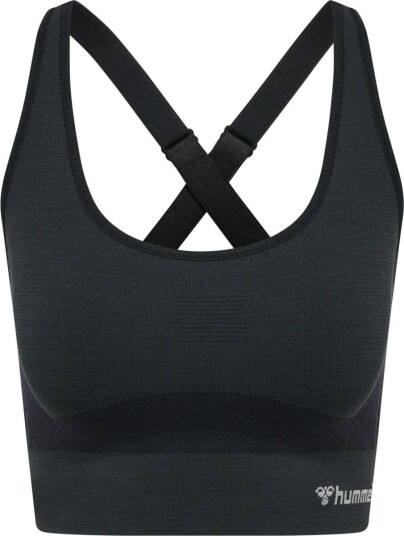 Hummel Women's hmlCLEA Seamless Sports Top Black Melange L, Black Melange