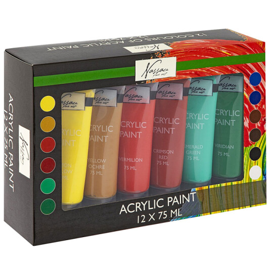 Nassau Fine Art Akryl 75ml Basics 12-set