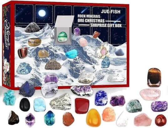 Adventskalender 2023 Steiner   Jule adventskalender Overraskelsesboks Krystallleketøy 24 Dagers Nedtelling Hjem Stein Samling Ornamenter Barn
