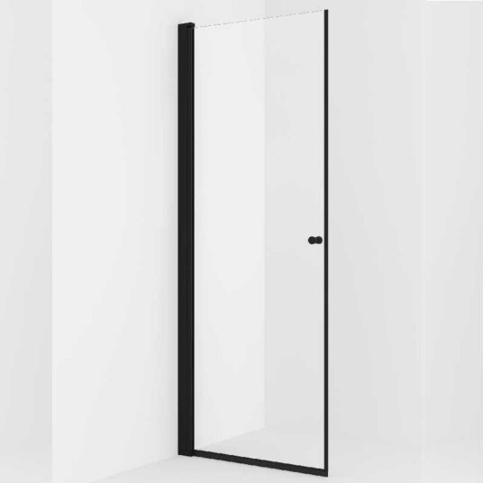 Vikingbad Liam Dusjdør Rett H195cm Svart Matt / 95cm Klart Glass