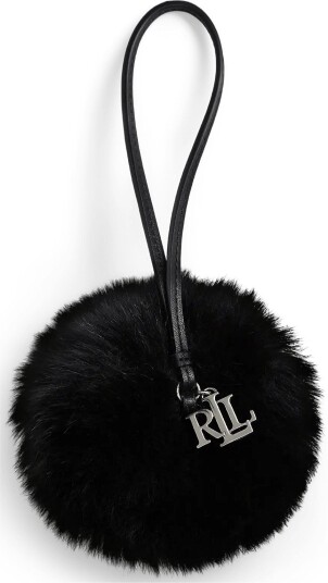 Lauren Ralph Lauren Leather & Shearling Pom Pom Bag Charm BLACK One Size Lauren Ralph Lauren Leather & Shearling Pom Pom Bag Charm BLACK One Size