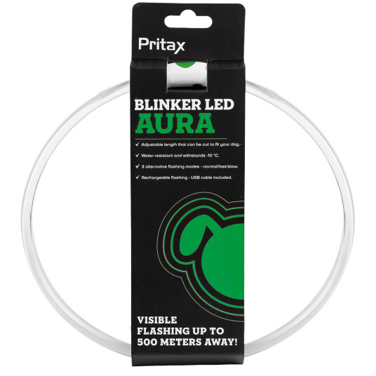 Pritax LED Halsbånd Aura 8 mm 35-60 cm Grønn for Hund