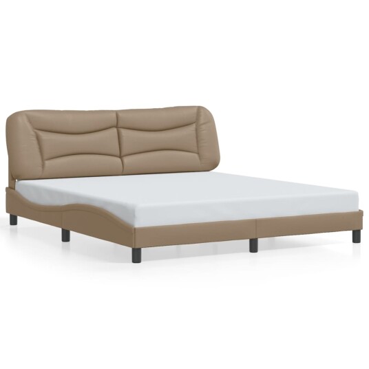 Sengeramme med LED-lys cappuccino 180x200 cm kunstig lær 8721012356672