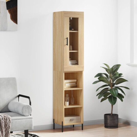 vidaXL Highboard sonoma eik 34,5x34x180 cm konstruert tre 8720845487942