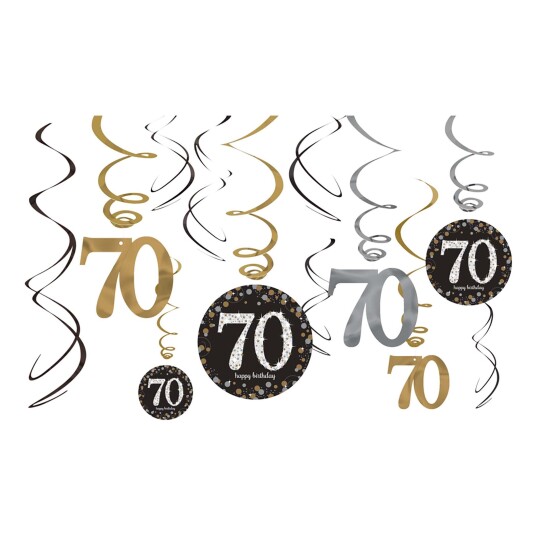 Amscan EU Swirls 70 Sølv/Gull Glitter  12-pakning