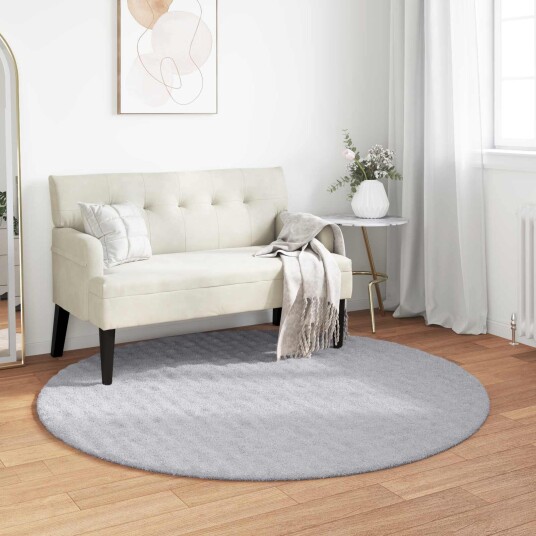  Områdetepper Rund SIROLO Grå Ø 120 CM Polyester