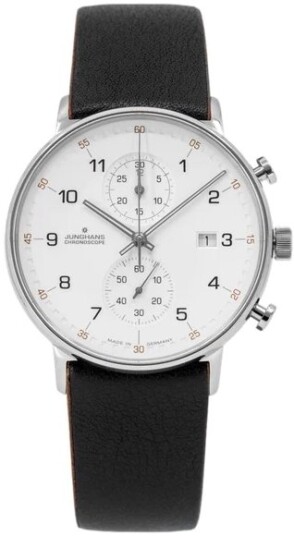 Junghans Herreklokke 41/4771.00 Form C Sølvfarget/Lær Ø40 mm