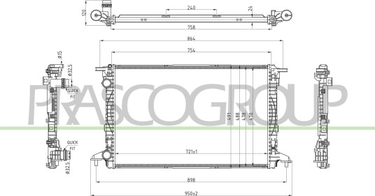 PRASCO AD026R005 Radiator motorkjøling