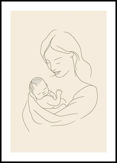 Posterbox Mother and Baby Line Drawing Plakat Plakat / 70x100cm