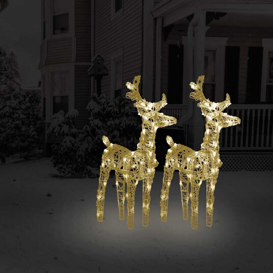 vidaXL Julereinsdyr 2 stk varmhvit 80 LED akryl