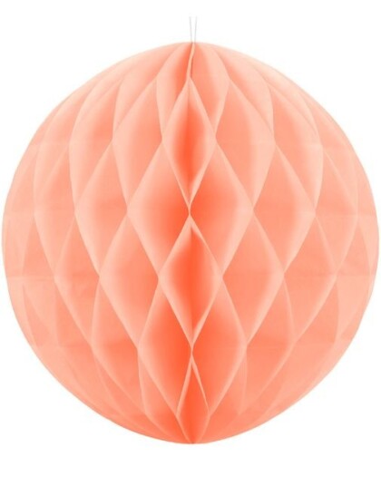Partydeco Ferskenfarget Honeycomb Ball 40 cm