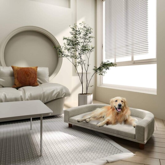 Northio Hundesofa Kjæledyrsofa Kattesofa Med Pute Hundeseng For Store Hunder Hundesofa Med Hevet Design Hundestol Med Treben Grå 9