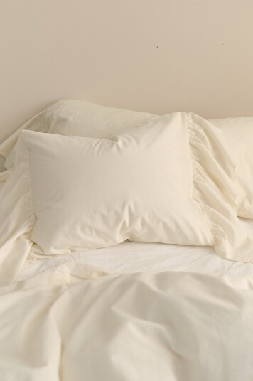 Ellos Home Putetrekk Juliette Giant Frill i vasket bomull Hvit