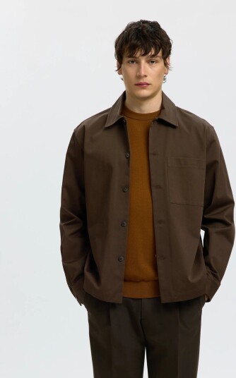 Selected Slmotto Tate Heavy Twill Overshirt Noos Brown L