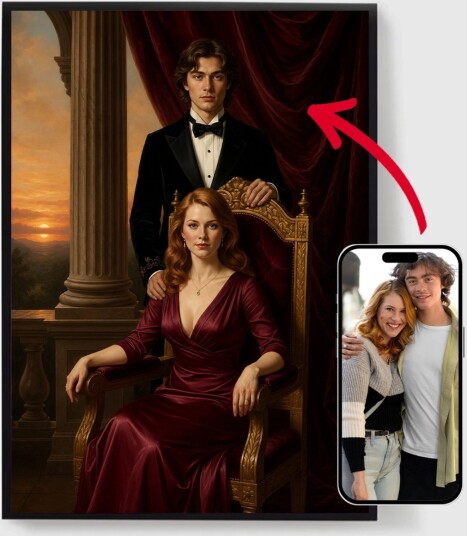 Personalisert Plakat   Renaissance Parportrett   AI Plakat