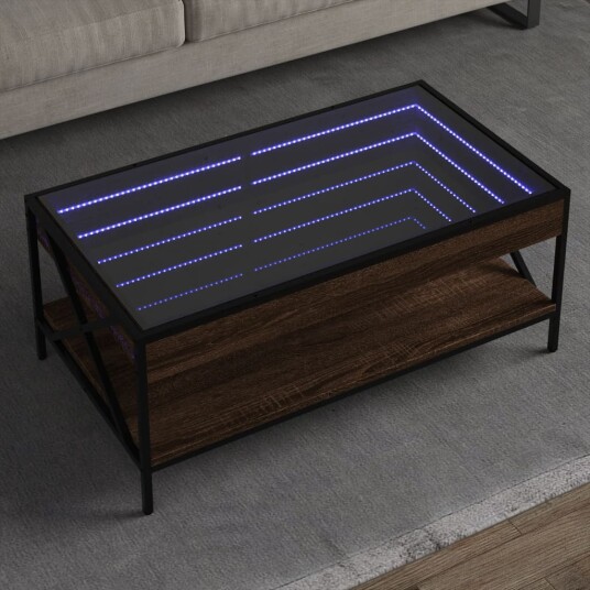  Salongbord med Infinity LED brun eik 90x50x38 cm 847711