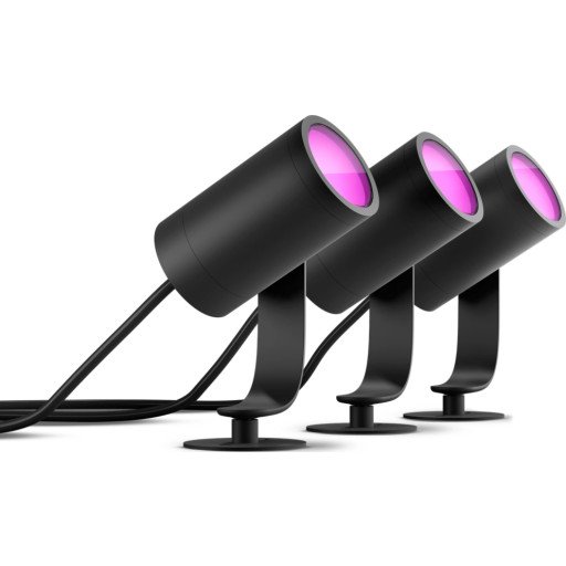 Philips Hue WCA Lily Hagebelysning 3x8W Sort Startsett - 60117