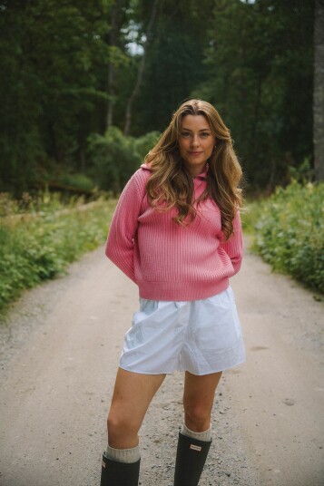 Twentyfour Mode Rib Half Zip Knit Rosa 46
