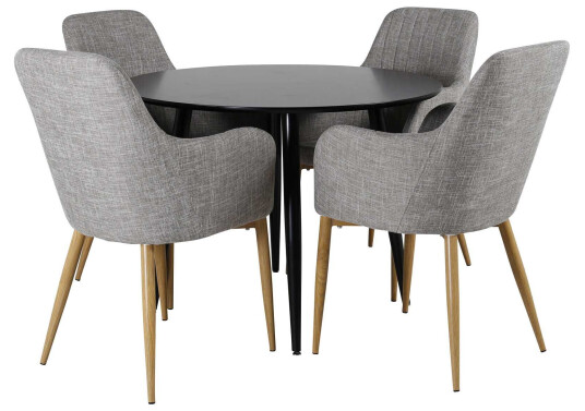 Venture Design Plaza & Comfort spisegruppe Svart/grå 4 st stoler & bord 100 cm