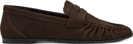 Mango Teen Suede Penny Loafers - DARK BROWN - 37