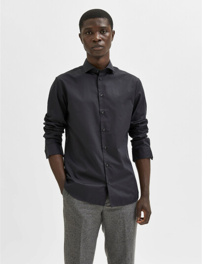 Selected Slhslim-Ethan Shirt Ls Cut Away Noos - Black - XXL Selected Slhslim-Ethan Shirt Ls Cut Away Noos - Black - XXL
