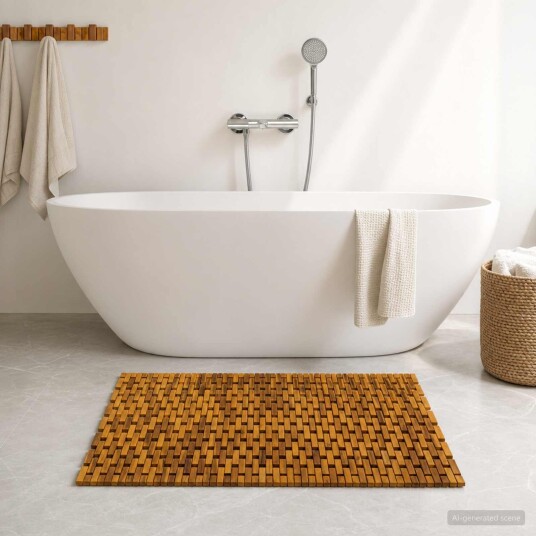 vidaXL Badematter Naturlig 85 x 120 cm Solid akasietre
