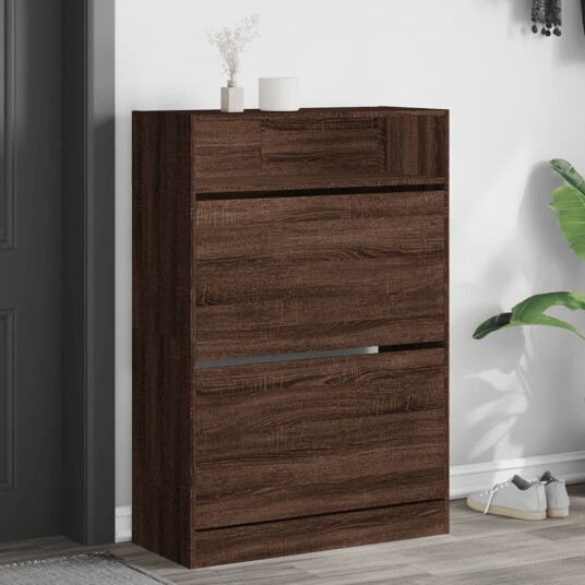 Skoskap med 2 vippeskuffer hvit 80x34x116 cm 8721012386068