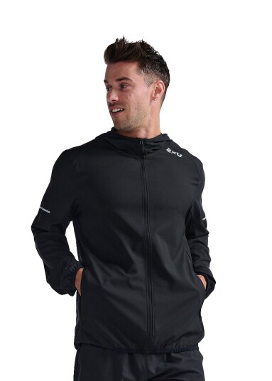 2xu Men's Areo Jacket Black/silver Reflective L 2xu Men's Areo Jacket Black/silver Reflective L