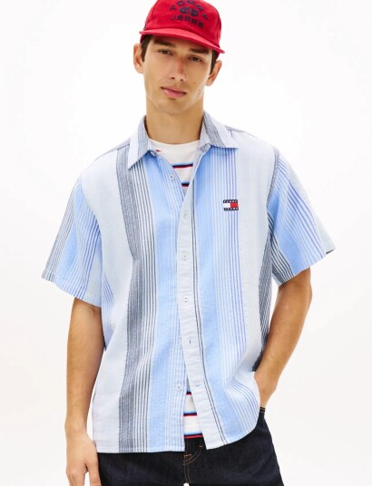 Tommy Jeans Tjm Rlx Stripe Ss Shirt Ext Blue S