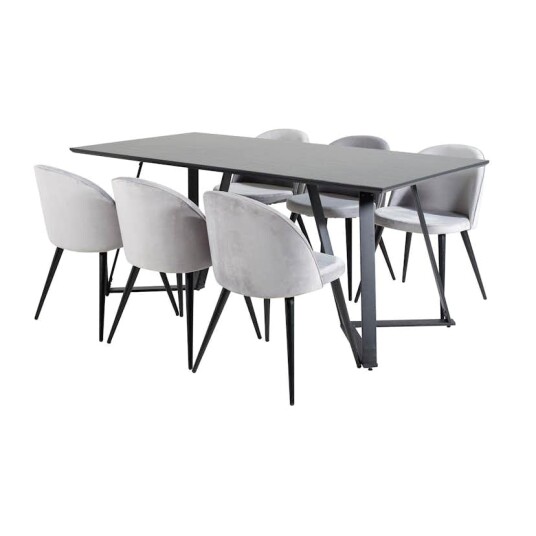 Venture Home Spisegruppe Venture Home Madde med 6 Valentina Stoler Fløyel GR20233