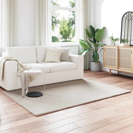 Kunstpels Kanin Teppe Olite Beige 140 x 200 cm Polyester