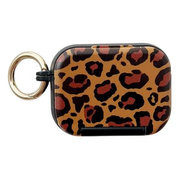 AirPods Pro 3 etui med leopardtrykk telefonstativ og sminkespeil Svart Kant