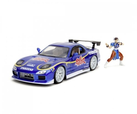 Jada Toys Street Fighter 1993 Mazda Rx7 1:24 Bil 8 År Metall Blå