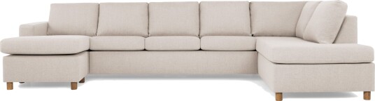 Crazy 5 seters Høyrevendt U formet X Large Sofa med Divan og Sjeselong i Stoff   Beige